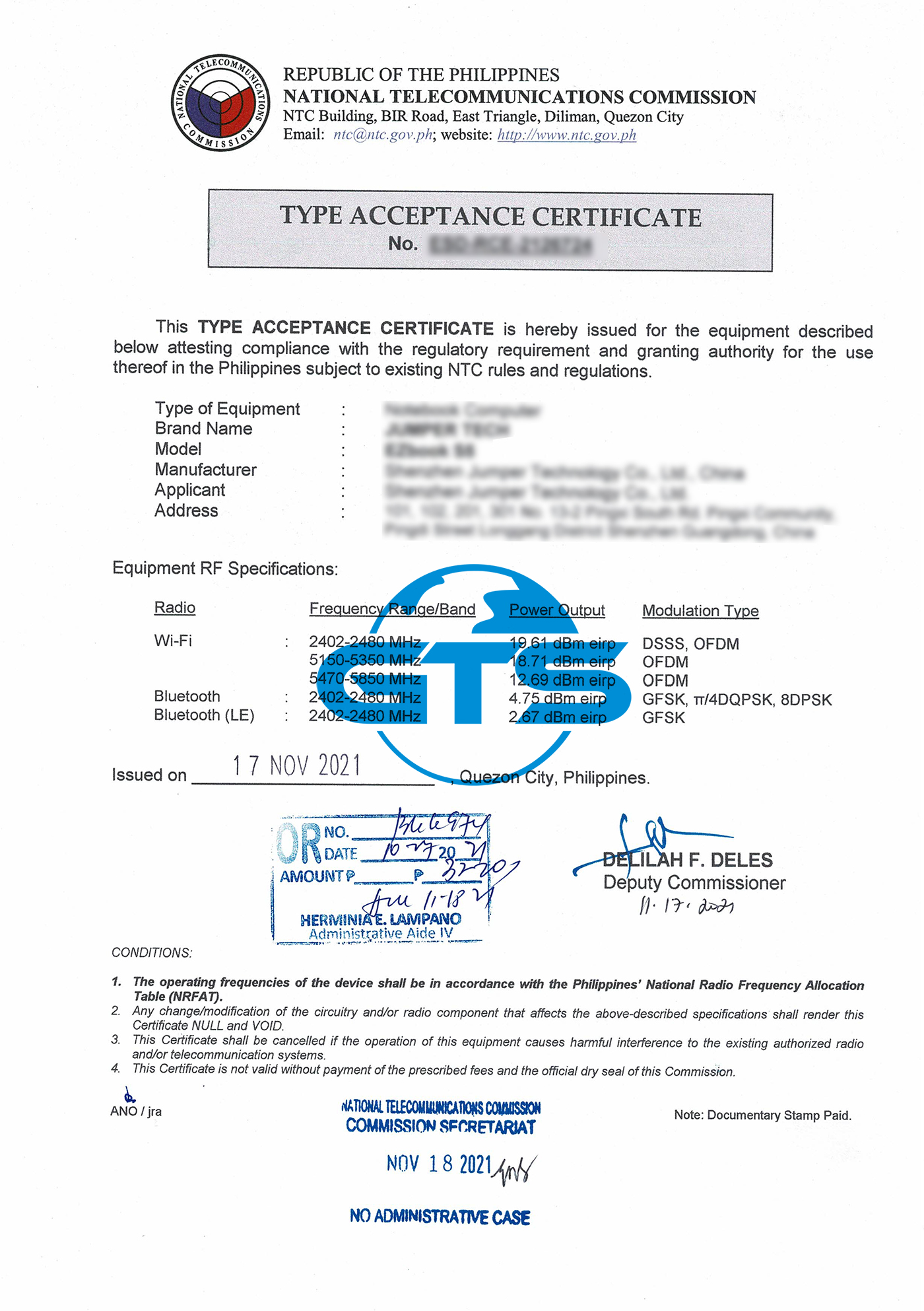 菲1律宾NTC证书.jpg