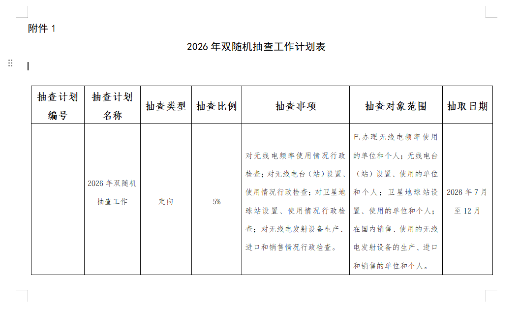 2026年双随机抽查计划 2026年双随机抽查计划